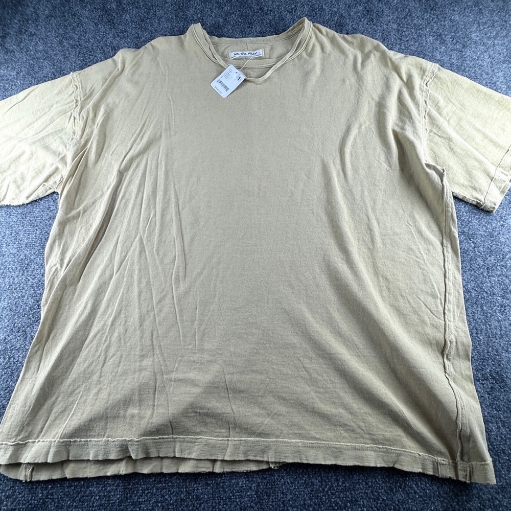 We The Free Free People Pampas Tee Oversized Raw Hem Shirt Mustard Yellow Small